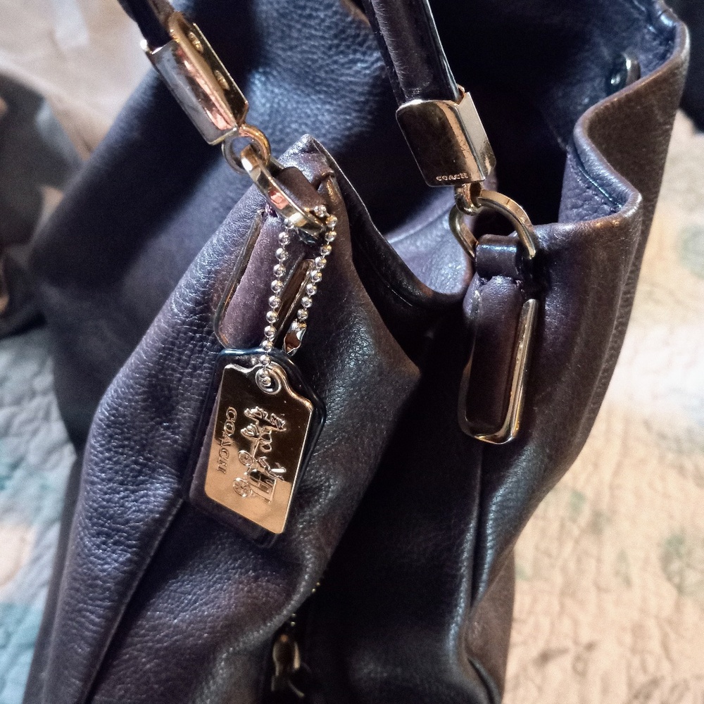 Coach Brown Phoebe Pebbled Leather Carryall Handbag